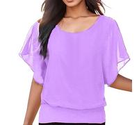 Kurzarm Bluse Damen Weiss Sommer Damenblusen mit Gummizug Am Saum Elegant Yoga Blusen Festliche Made in Italy Oberteile Große Größen Fledermaus Shirt Festlich Locker Oversize Tunika Tshirt