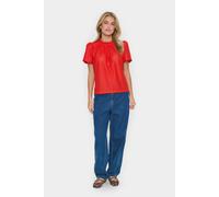 Kurzarm-Bluse Gerade Passform Flame Scarlet red 2XL