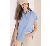Kurzarmbluse CECIL, Damen, Gr. 3XL, blouse blau, Web, 100% Baumwolle, unifarben, klassisch normal, V-Ausschnitt, abgesteppt, Blusen, aus reiner Baumwolle (47104332-XXXL) blouse blau