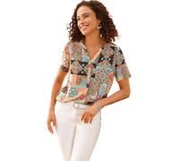 Kurzarm-Bluse mint-apricot-bedruckt 36 Viskose