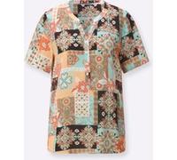 Kurzarm-Bluse mint-apricot-bedruckt 38 Viskose