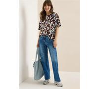 Kurzarm Bluse mit Print und Knöpfen