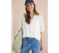 Cecil Damen Shirtbluse – mit geschlitztem Rundhalsausschnitt – 100% Viskose – vanilleweiß
