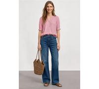 Kurzarmbluse STREET ONE, Damen, Gr. 44, rosa (vintage blush), Stoff, 100% Viskose, unifarben, normal normal, Rundhals, Bündchen, Blusen, aus softer Viskose (50301906-44) vintage blush
