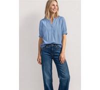 Kurzarmbluse STREET ONE, Damen, Gr. 42, blau (northern blau), Stoff, 100% Viskose, unifarben, normal normal, Rundhals, Bündchen, Blusen, aus softer Viskose (36446969-42) northern blau