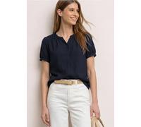 Shirtbluse STREET ONE, Damen, Gr. 42, blau (tiefblau), Stoff, 88% Viskose, 12% Polyamid, unifarben, normal normal, Rundhals, abgesteppt, Blusen, aus softer Viskose (30228761-42) tiefblau