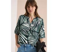 Cecil Damenbluse Split-Neck Druckbluse Kurzarm 100% Viskose gemustert Palm Breeze grün Gr. M
