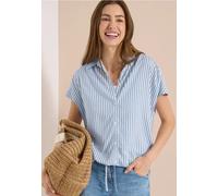 Kurzarmbluse CECIL, Damen, Gr. L (42), blau (blouse blau), Stoff, 100% Viskose, gestreift, klassisch normal, V-Ausschnitt, abgesteppt, Blusen, aus softer Viskose (38411653-L) blouse blau
