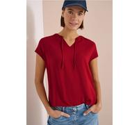 Kurzarmbluse CECIL, Damen, Gr. L (42), tamarillo rot, Stoff, Vorderseite: 100% Viskose. Rückseite: 95% Viskose, 5% Elasthan, unifarben, klassisch normal, V-Ausschnitt, abgesteppt, Blusen, mit Struktur