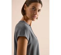 Kurzarmbluse CECIL, Damen, Gr. XXL (46), graphite light grau, Stoff, Vorderseite: 100% Viskose. Rückseite: 95% Viskose, 5% Elasthan, unifarben, klassisch normal, V-Ausschnitt, abgesteppt, Blusen, mit 