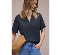Street One Damen Schlupfbluse Kurzarm V-Ausschnitt Aufschlag 100% Viskose Gr. 42 shadowed navy