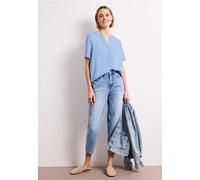 Kurzarmbluse STREET ONE, Damen, Gr. 34, original blau, Stoff, 100% Viskose, unifarben, normal normal, Rundhals, Bündchen, Blusen, aus softer Viskose (92276931-34) original blau