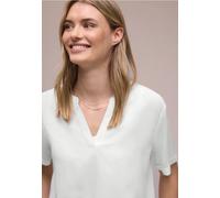 Street One Damen Kurzarmbluse mit Turn-Up Rundhals 100% Viskose sanftes Weiß Größe 42