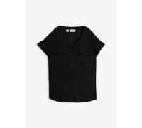 Kurzarm-Bluse mit V-Ausschnitt aus softer Viskose 50