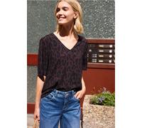 Kurzarmbluse STREET ONE STUDIO, Damen, Gr. 38, very berry, Stoff, 100% Viskose, klassisch normal, V-Ausschnitt, normaler Saum, Blusen, aus softer Viskose (65591143-38) very berry