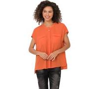 Kurzarmbluse HEINE, Damen, Gr. 38, orange, 100% Polyester, unifarben, Rundhals, Blusen (70891501-38) orange