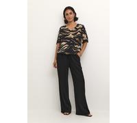 Kurzarmbluse KAFFE "Kurzarm-Bluse KAlaila", Damen, Gr. 36, schwarz (schwarz, braun tiger print), Obermaterial: 50% Viskose CV. 50% Viskose LENZING ECOVERO CV LenzEcov., Blusen (13026647-36) schwarz, b