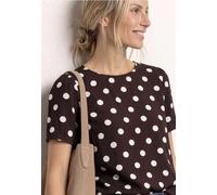 Blusenshirt STREET ONE, Damen, Gr. 34, espresso braun, Stoff, 100% Viskose, gepflegt, normal normal, Rundhals, abgesteppt, Shirts Blusenshirt, aus softer Viskose (38327440-34) espresso braun