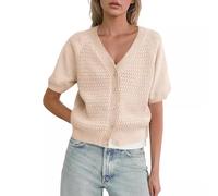 Kurzarm Bolero Damen, Sommerlicher, Kurzer Cardigan Für Damen Mit Kurzen Ärmeln, Gehäkelt, Mit Lochmuster, Ideal Als Sommer Shufflecoat Für Kleider Und Oberteile, Eleganter, Kurzer Stran