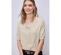 Street One Kurzarm-Cardigan Herren Rundhals, smoke beige meliert, Gr. 38
