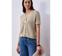 Street One Herren Strickjacke Kurzarm Cardigan V-Ausschnitt Struktur 100% Baumwolle Clay Sand Gr. 40