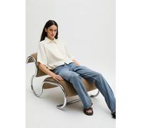 Kurzarm-Crinkle-Bluse relaxed weiss 38