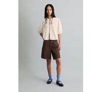 Kurzarmbluse MARC O'POLO DENIM "aus leichter Bio-Baumwolle", Damen, Gr. XXS, beige (silky weiß), Obermaterial: 100% Baumwolle, unifarben, regular fit normal, Bündchen, Blusen (69659652-XXS) silky weiß