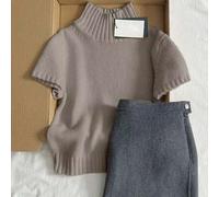 Kurzarm Einfarbiges Geripptes Strick Top, Casual Tragen für Zuhause & Alltag im Sommer