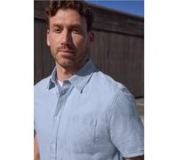 Kurzarmhemd STREET ONE MEN, Herren, Gr. M (40), US-Größen, spring blau, Stoff, 55% Leinen, 45% Baumwolle, unifarben, regular fit normal, V-Ausschnitt, Bündchen, Hemden, mit Leinenanteil (15170937-M) s
