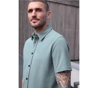 Kurzarmhemd STREET ONE MEN, Herren, Gr. 3XL (48), US-Größen, lake blau, Web, 100% Baumwolle, unifarben, regular fit normal, V-Ausschnitt, abgesteppt, Hemden, aus reiner Baumwolle (33382111-XXXL) lake