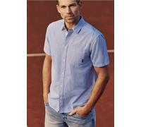 Kurzarmhemd STREET ONE MEN, Herren, Gr. 3XL (48), US-Größen, blau (hellweiß), Web, 100% Baumwolle, gestreift, normal normal, V-Ausschnitt, abgesteppt, Hemden, aus reiner Baumwolle (24006304-XXXL) hell