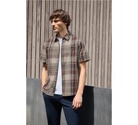 Karohemd STREET ONE MEN, Herren, Gr. XL (44), US-Größen, braun (raw beige), Web, 100% Baumwolle, kariert, normal normal, V-Ausschnitt, abgesteppt, Hemden Karohemd, aus reiner Baumwolle (11746347-XL) r