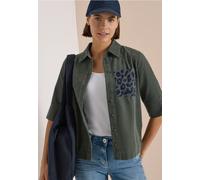 CECIL - Kurzarm Hemdbluse aus Cord mit Brusttasche dried olive green - Gr. - XS