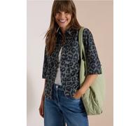 Cecil Damen Kurzarm Hemdbluse aus Cord mit Leo-Muster