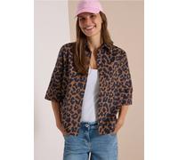 Kurzarm Hemdbluse aus Cord mit Leo-Muster