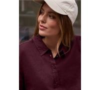 Hemdbluse STREET ONE STUDIO, Damen, Gr. 44, very berry, Web, 100% Leinen, unifarben, regular fit normal, V-Ausschnitt, abgesteppt, Blusen Hemdbluse, mit Knopfleiste (67461467-44) very berry