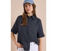 Kurzarmbluse CECIL, Damen, Gr. M (40), volcanic grau, Web, 100% Leinen, unifarben, klassisch normal, V-Ausschnitt, abgesteppt, Blusen, aus Leinen (89341666-M) volcanic grau
