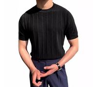 Kurzarm Herren Mode Casual T-Shirt Herren Klassisch Komfortabel Strickwaren Herren T-Shirt Herren Persönlichkeit Trend Sportshirt Herren D-Black1 M