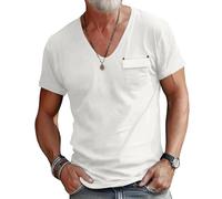 Kurzarm Herren Urban Jugend Klassisch Casual T-Shirt Leichte Komfortabel Sport Mode Shirt Regular Fit Dünn Trend Tops B-White XL