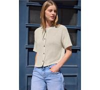 Street One Studio Kurzjacke 3230656 Kurzarm Strick-Look Rundhals Damen Gr. 40 Beige
