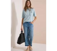 Cecil Kurzarm-Kapuzenshirt Damen gestreift Blau (Crystal Mint) Größe M