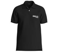 Kurzarm-Kragen-Logo-Polohemd in Schwarz