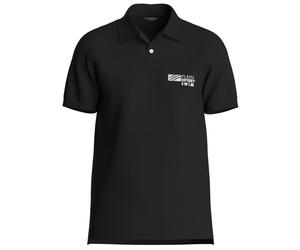 Kurzarm-Kragen-Logo-Polohemd in Schwarz