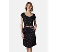 Kurzarm Midikleid mit Herz-Print und Taillengürtel "Lilithe Hearts YOUMODO" Black L