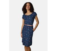 Kurzarm Midikleid mit Herz-Print und Taillengürtel "Lilithe Hearts YOUMODO" Night Blue L