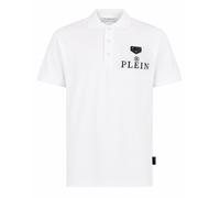 Poloshirt PHILIPP PLEIN "Kurzarm-Poloshirt", Herren, Gr. XXL, weiß (01, weiß), Stoff: 100% Baumwolle, Shirts (37597201-XXL) 01, weiß