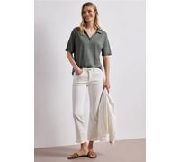 Poloshirt STREET ONE, Damen, Gr. 34, bound grün, Stoff, 50% Modal, 50% Baumwolle, unifarben, comfort fit normal, hoch geschlossener Ausschnitt, normaler Saum, Shirts, im soften Baumwoll-Mix (63660527-