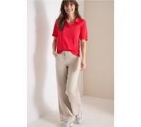 Poloshirt CECIL, Damen, Gr. XS (36), glazed apple rot, Web, 100% Baumwolle, unifarben, comfort fit normal, hoch geschlossener Ausschnitt, abgesteppt, Shirts, in Unifarbe (28759535-XS) glazed apple rot