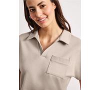 Street One Frauen Kurzarm Poloshirt mit Glitzer in Beige, Gr: 40