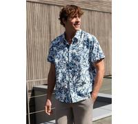 Kurzarmhemd STREET ONE MEN, Herren, Gr. XXL (46), US-Größen, blau (hellweiß), Web, 100% Baumwolle, geblümt, normal normal, V-Ausschnitt, abgesteppt, Hemden, mit Blumenmuster (38287435-XXL) hellweiß